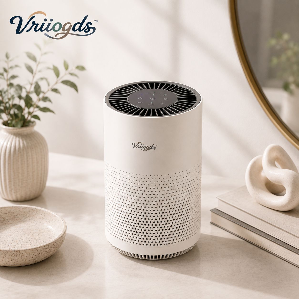 Vriiogds™ AirNest Compact Air Purifier – True HEPA Room Air Cleaner with 3 Fan Speeds, Sleep Mode & Filter Reminder