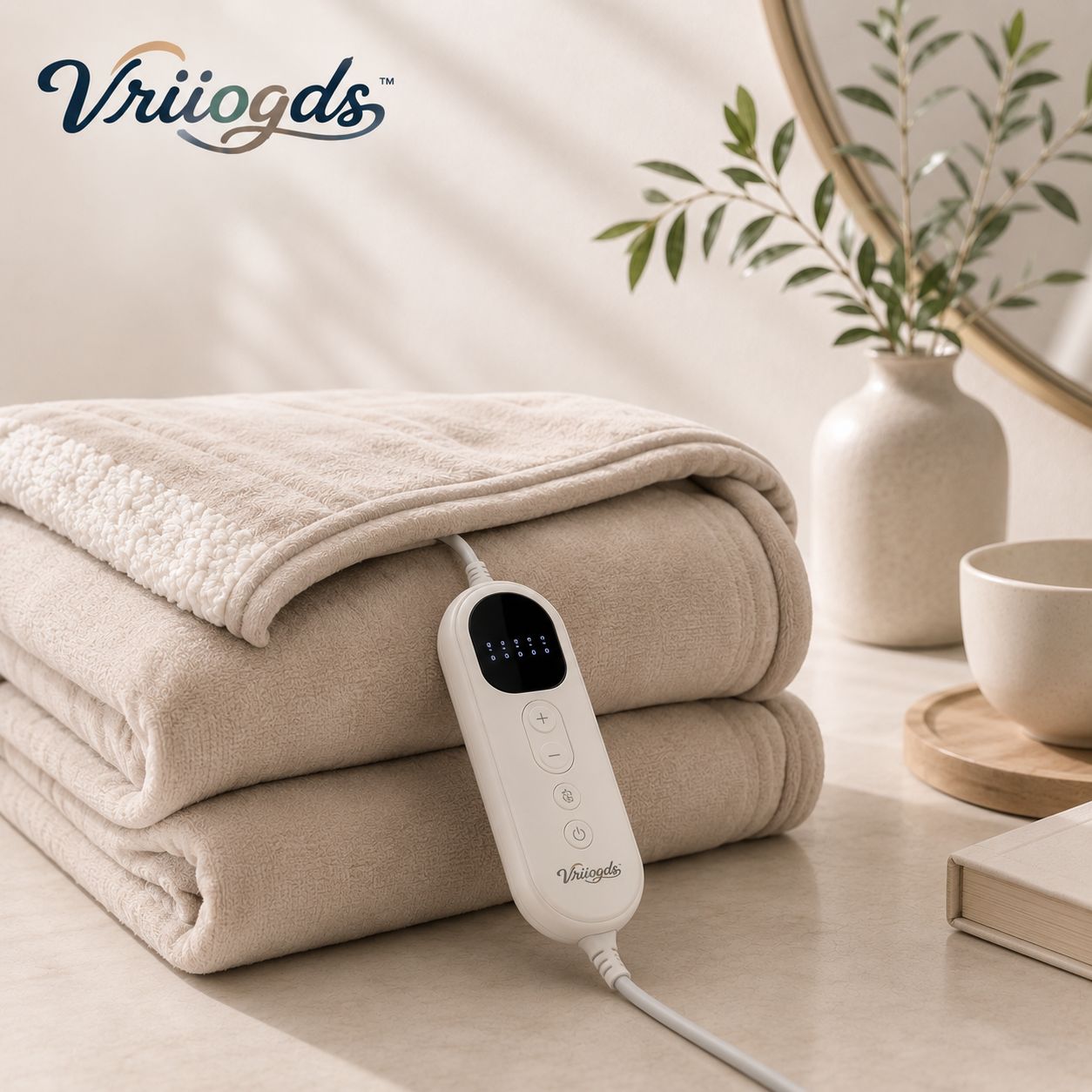 Vriiogds™ WarmFold Heated Throw Blanket – 50 x 60 in Electric Throw with 5 Heat Levels, Auto-Off & Detachable Controller
