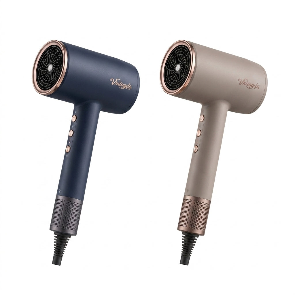 Vriiogds™ AeroFold Ionic Hair Dryer – Compact 1400W Folding Blow Dryer, Magnetic Nozzle, 3 Heat Settings & Cool Shot