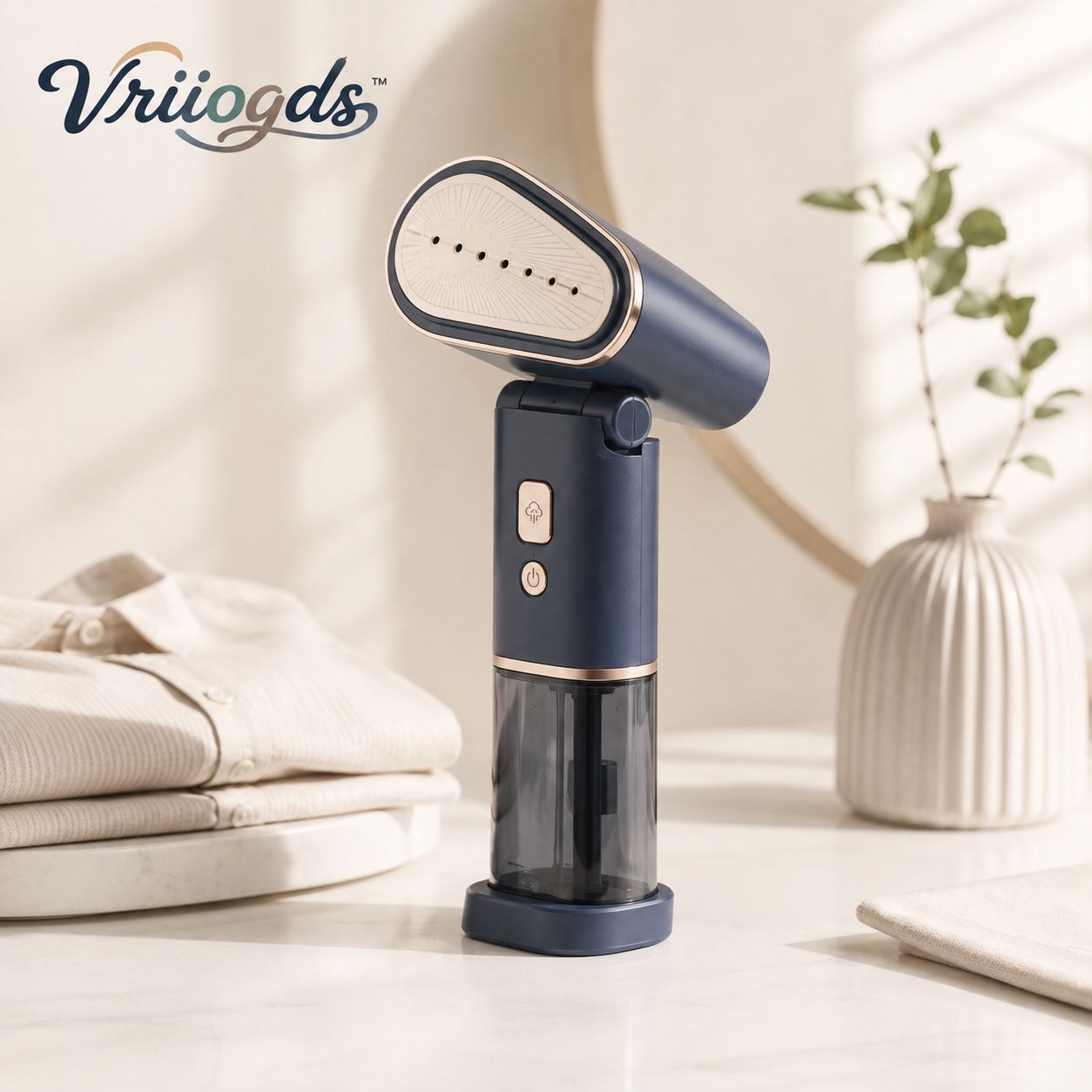 Vriiogds™ PressFold Travel Garment Steamer – 2-in-1 1200W Clothes Steamer & Ceramic Press Iron with Folding Head