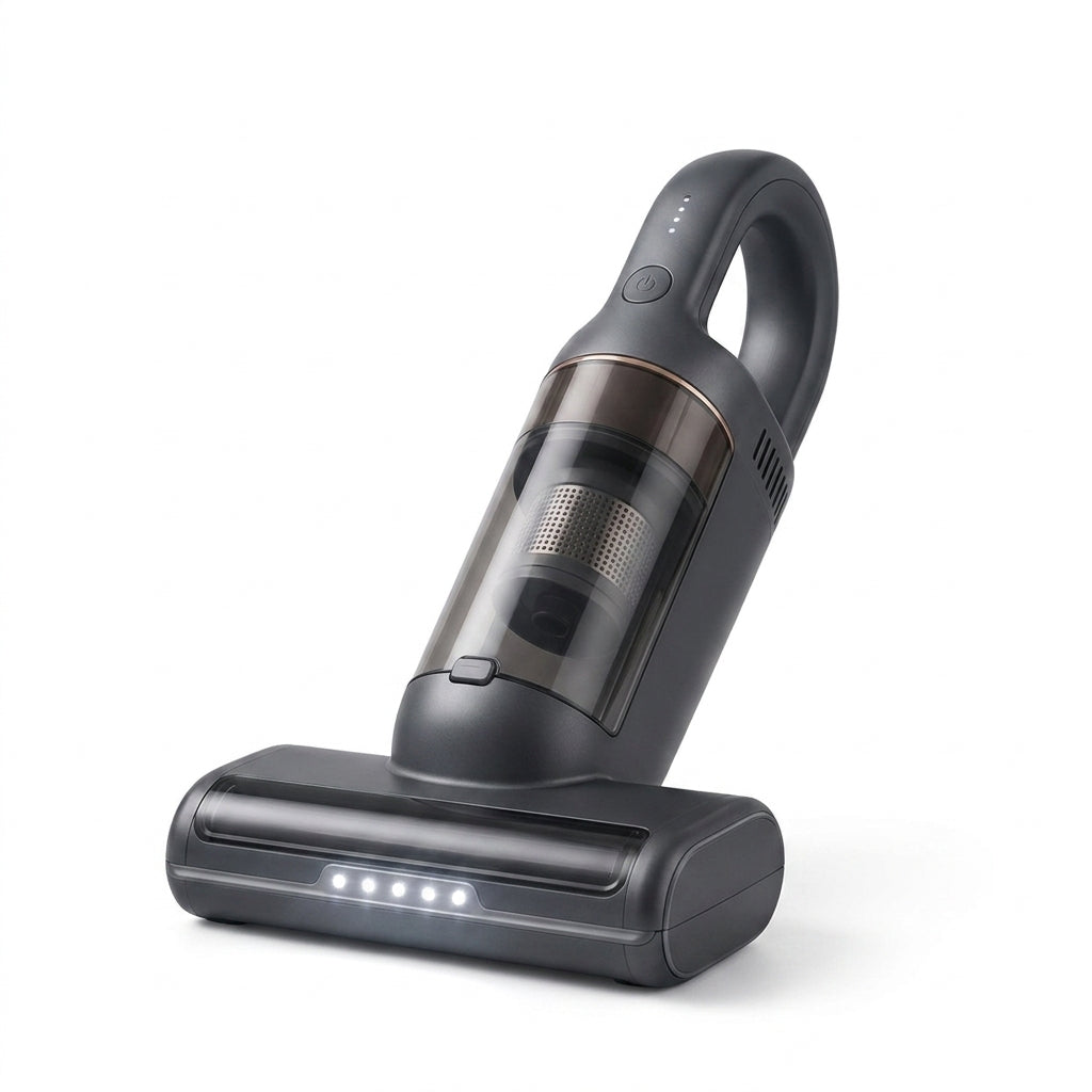 Vriiogds™ DustArc Cordless Bed & Upholstery Vacuum – Rechargeable Handheld Mattress Vacuum with Wide Fabric Head & LED Dust Light